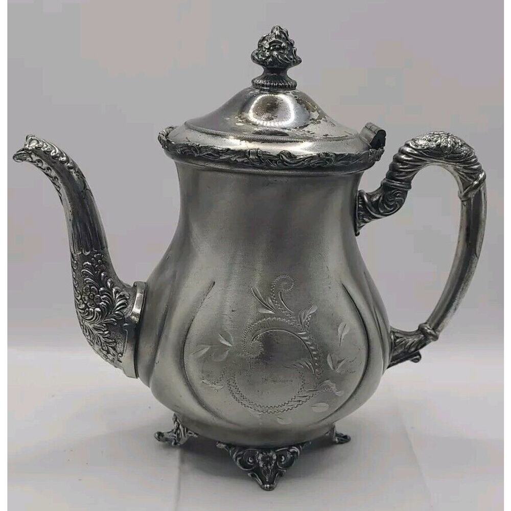 Antique William A‎ Rogers Quadruple WR 912 New York Silverplate Teapot VTG